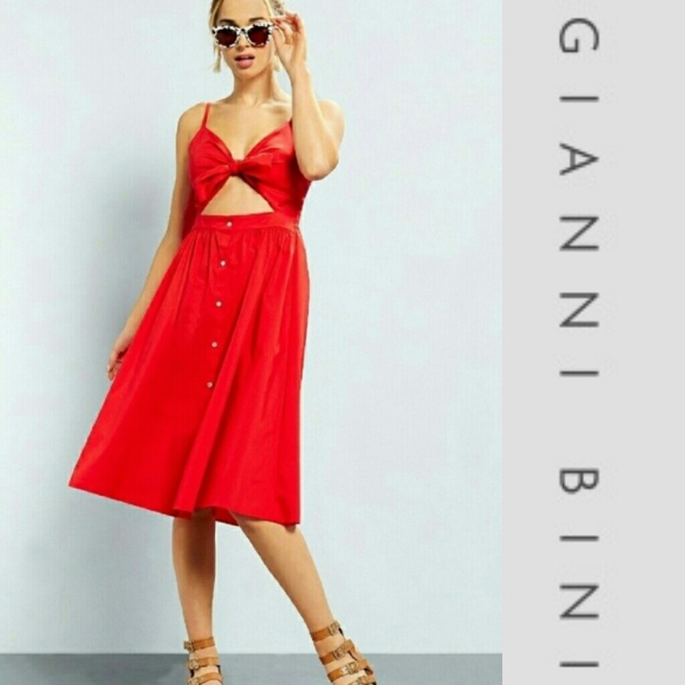 🆕🌱 GIANNI BINI Cutout Tie Front Dress - Picture 1 of 8